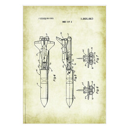 Plakat samoprzylepny Statek kosmiczny - patenty na rycinach vintage