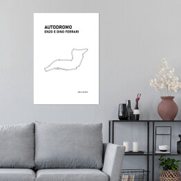 Plakat samoprzylepny Autodromo Enzo E Dino Ferrari - Tory wyścigowe Formuły 1 - białe tło