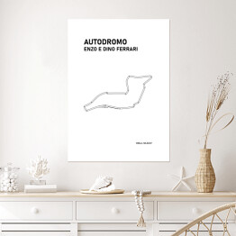 Plakat samoprzylepny Autodromo Enzo E Dino Ferrari - Tory wyścigowe Formuły 1 - białe tło