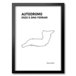 Obraz w ramie Autodromo Enzo E Dino Ferrari - Tory wyścigowe Formuły 1 - białe tło