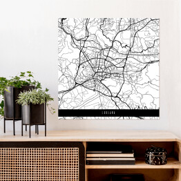 Plakat samoprzylepny Mapy miasta świata - Lublana - biała