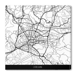 Obraz na płótnie Mapy miasta świata - Lublana - biała