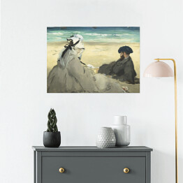 Plakat samoprzylepny Edouard Manet "Na plaży" - reprodukcja