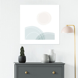 Plakat samoprzylepny Horyzont i słońce - pastelowa abstrakcja