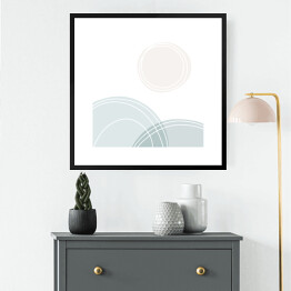 Obraz w ramie Horyzont i słońce - pastelowa abstrakcja