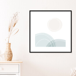 Plakat w ramie Horyzont i słońce - pastelowa abstrakcja