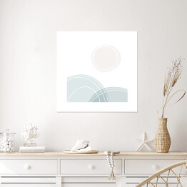 Plakat samoprzylepny Horyzont i słońce - pastelowa abstrakcja