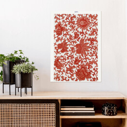 Plakat samoprzylepny Czerwony ornament kwiatowy