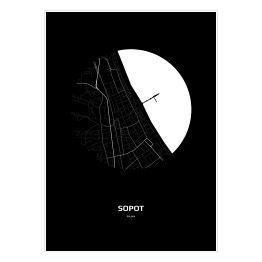 Plakat samoprzylepny Mapa Sopotu w kole 