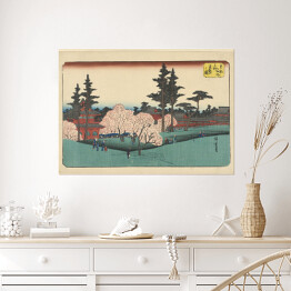 Plakat Utugawa Hiroshige Krajobraz z kwitnącą wiśnią. Reprodukcja obrazu