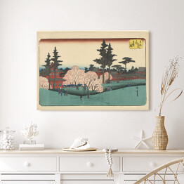 Obraz na płótnie Utugawa Hiroshige Krajobraz z kwitnącą wiśnią. Reprodukcja obrazu