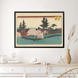 Obraz w ramie Utugawa Hiroshige Krajobraz z kwitnącą wiśnią. Reprodukcja obrazu