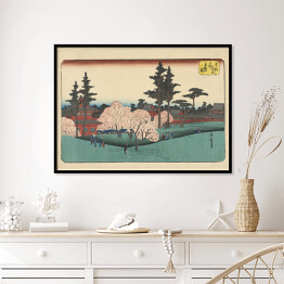 Plakat w ramie Utugawa Hiroshige Krajobraz z kwitnącą wiśnią. Reprodukcja obrazu