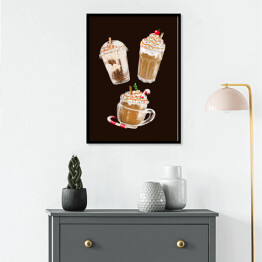 Plakat w ramie Kawa na słodko - ilustracja