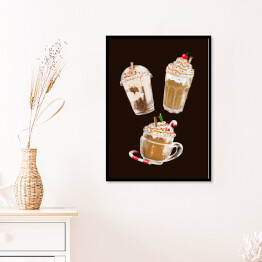 Plakat w ramie Kawa na słodko - ilustracja