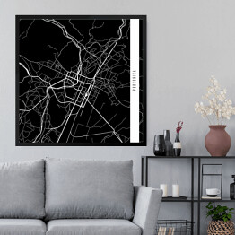 Obraz w ramie Mapa miast świata - Podgorica - czarna