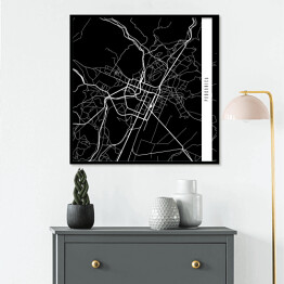 Plakat w ramie Mapa miast świata - Podgorica - czarna
