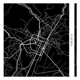 Plakat samoprzylepny Mapa miast świata - Podgorica - czarna