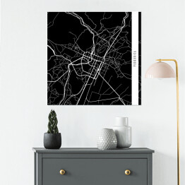 Plakat samoprzylepny Mapa miast świata - Podgorica - czarna
