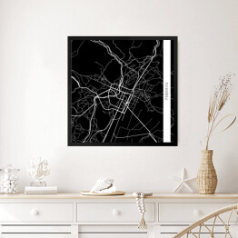 Obraz w ramie Mapa miast świata - Podgorica - czarna