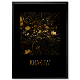 Obraz klasyczny Czarno złota mapa - Kraków