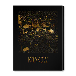 Obraz na płótnie Czarno złota mapa - Kraków