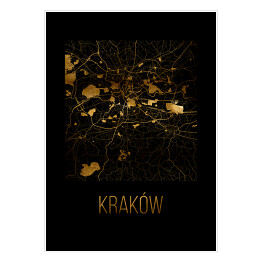 Plakat samoprzylepny Czarno złota mapa - Kraków