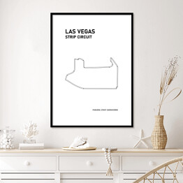 Plakat w ramie Las Vegas Strip Circuit - Tory wyścigowe Formuły 1 - białe tło
