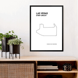 Obraz w ramie Las Vegas Strip Circuit - Tory wyścigowe Formuły 1 - białe tło