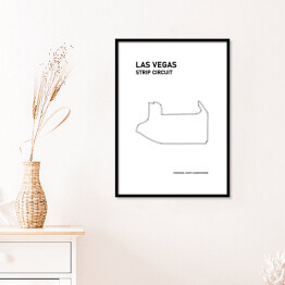 Plakat w ramie Las Vegas Strip Circuit - Tory wyścigowe Formuły 1 - białe tło