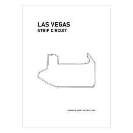 Plakat samoprzylepny Las Vegas Strip Circuit - Tory wyścigowe Formuły 1 - białe tło