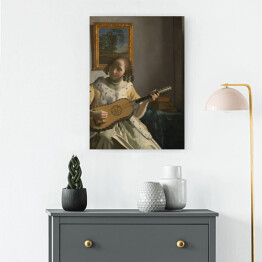 Obraz na płótnie Jan Vermeer "Młoda dziewczyna grająca na gitarze" - reprodukcja