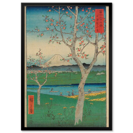 Plakat w ramie Utugawa Hiroshige Przedmieścia Koshigaya w prowincji Musashi. Reprodukcja obrazu