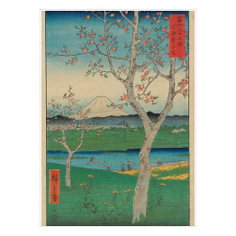 Plakat Utugawa Hiroshige Przedmieścia Koshigaya w prowincji Musashi. Reprodukcja obrazu