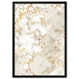 Obraz klasyczny Marmur w odcieniach beżu z akcentami w złotym kolorze