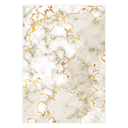 Plakat samoprzylepny Marmur w odcieniach beżu z akcentami w złotym kolorze