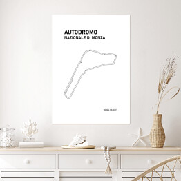 Plakat Autodromo Nazionale Di Monza - Tory wyścigowe Formuły 1 - białe tło