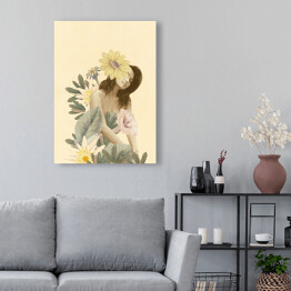 Obraz klasyczny Brunetka wśród kwiatów