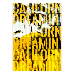 Plakat samoprzylepny Palmy California Dreamin' - ilustracja z napisem - żółte