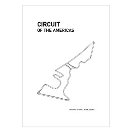 Plakat samoprzylepny Circuit of the Americas - Tory wyścigowe Formuły 1 - białe tło