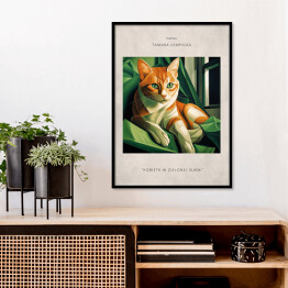 Plakat w ramie Kot portret inspirowany sztuką - Tamara Łempicka "Kobieta w zielonej sukni"