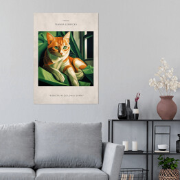 Plakat Kot portret inspirowany sztuką - Tamara Łempicka "Kobieta w zielonej sukni"