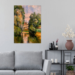 Plakat samoprzylepny Paul Cézanne "Dom na wsi nad rzeką" - reprodukcja