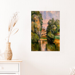 Plakat samoprzylepny Paul Cézanne "Dom na wsi nad rzeką" - reprodukcja