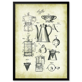 Plakat w ramie Rytuał parzenia kawy. Vintage plakat do kuchni