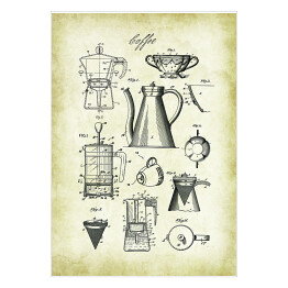Plakat samoprzylepny Rytuał parzenia kawy. Vintage plakat do kuchni