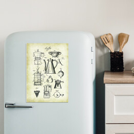 Magnes dekoracyjny Rytuał parzenia kawy. Vintage plakat do kuchni