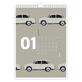 Kalendarz 13-stronicowy Kalendarz z samochodami PRL