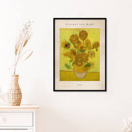 Plakat w ramie Vincent van Gogh "Słoneczniki" - reprodukcja z napisem. Plakat z passe partout