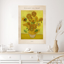 Plakat Vincent van Gogh "Słoneczniki" - reprodukcja z napisem. Plakat z passe partout